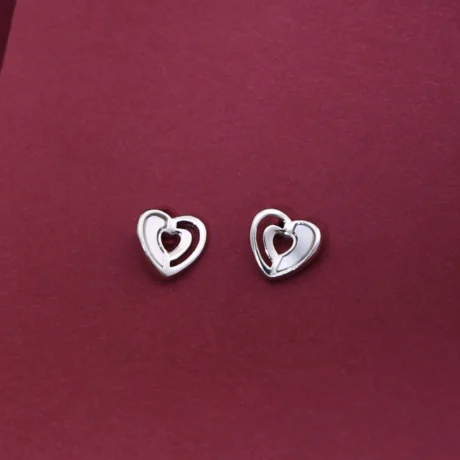 Silver Mother of Pearl Heart Stud Earrings