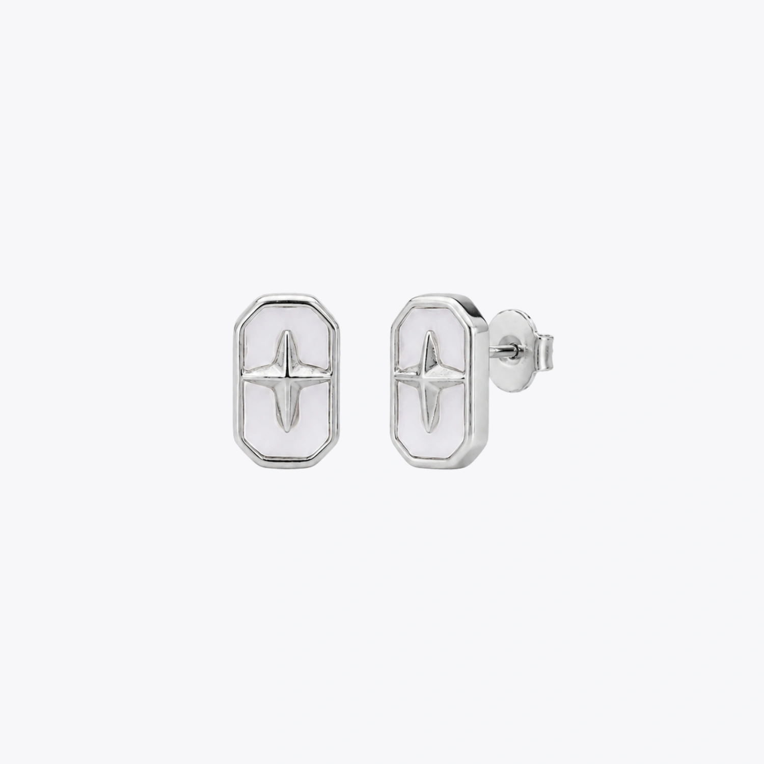 Luna Compass Silver Stud Earrings - Image 3