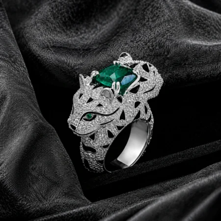 Alencia Emerald Panther Statement Ring