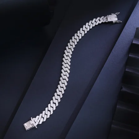 Alencia Iced Cuban 925 Sterling Silver Bracelet