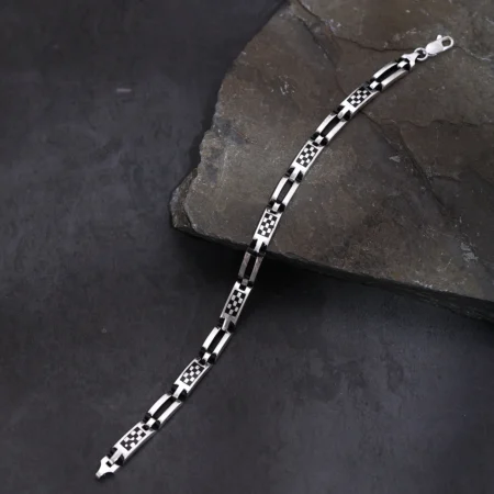 Alencia Checkmate Link 925 Sterling Silver Bracelet