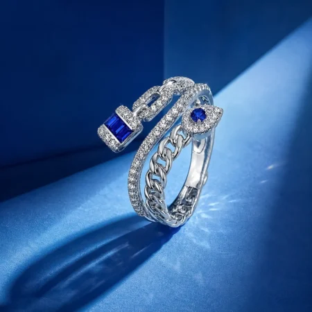 The Alencia Royal Sovereign Sapphire & Diamond Bypass Wrap Ring
