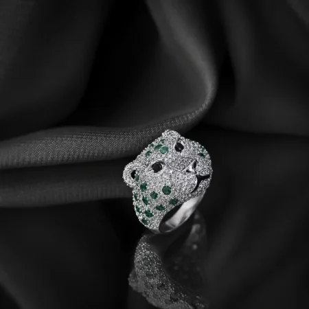 The Alencia Majestic Emerald-Spotted Panther Statement Ring