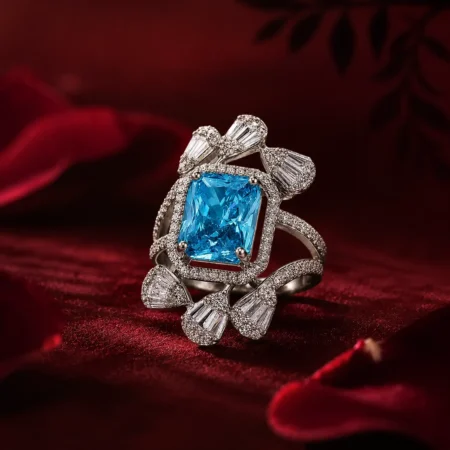 The Alencia Azure Dreamscape Radiant Cocktail Ring