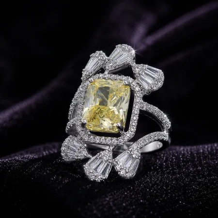 The Alencia Solar Radiance Canary Yellow Cocktail Ring