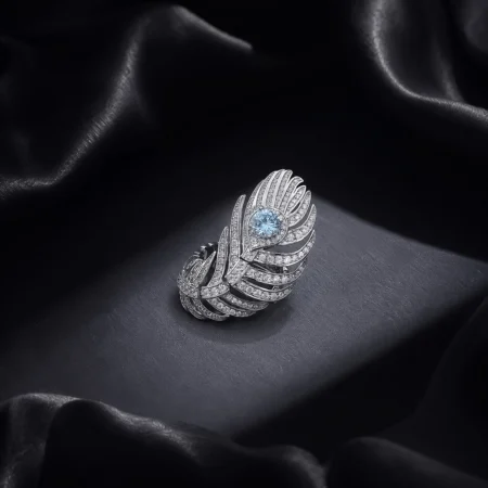The Alencia Ethereal Peacock Feather Statement Ring