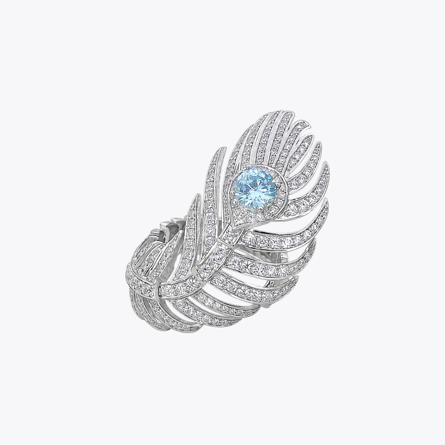 The Alencia Ethereal Peacock Feather Statement Ring - Image 3