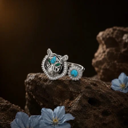 The Alencia Imperial Turquoise Tiger Bypass Ring