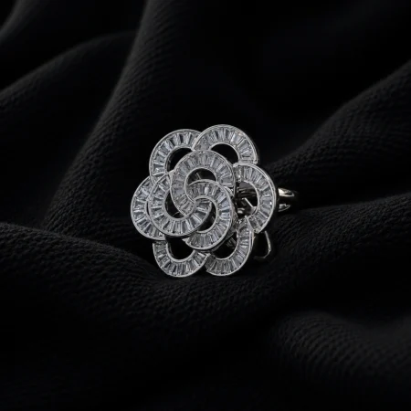 The Alencia Celestial Rose Baguette Diamond Statement Ring