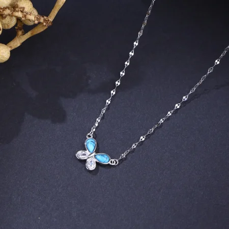 The Alencia Urban Turquoise Papillon Silver Necklace