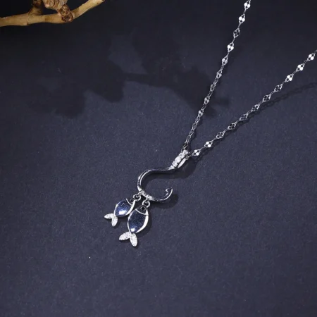 The Alencia Urban Dual Pisces Hook Silver Necklace