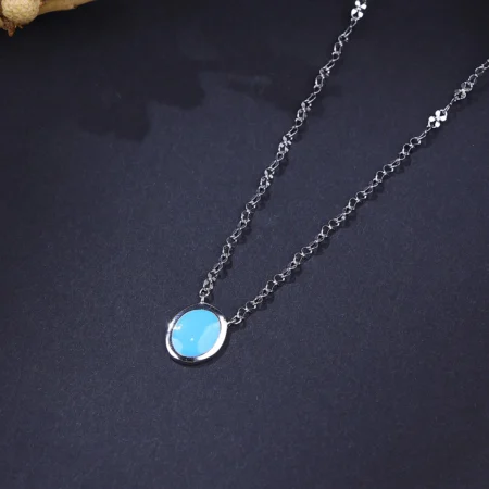 The Alencia Urban Azure Oval Enamel Necklace