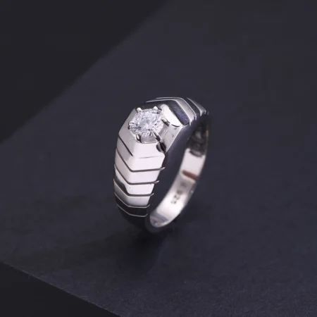 The Alencia Urban Chevron Solitaire Silver Ring