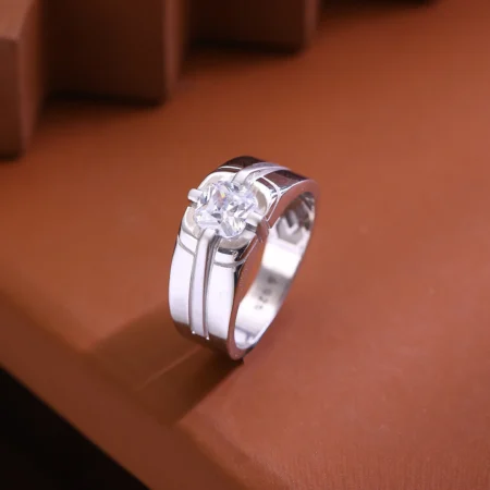 The Alencia Urban Dual-Channel Solitaire Silver Ring
