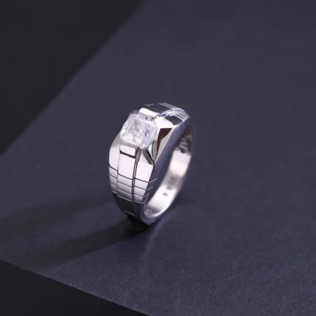 The Alencia Urban Block Solitaire Silver Ring