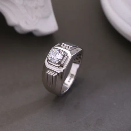 The Alencia Urban Grooved Solitaire Silver Ring