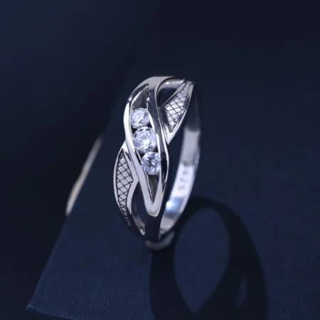 The Alencia Urban Serenade Textured Tri-Stone Bypass Ring